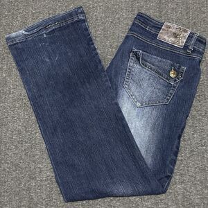 Southpole Women's Bootcut Jeans Stretch Embellished Blue Denim Sz 16 (35x31)